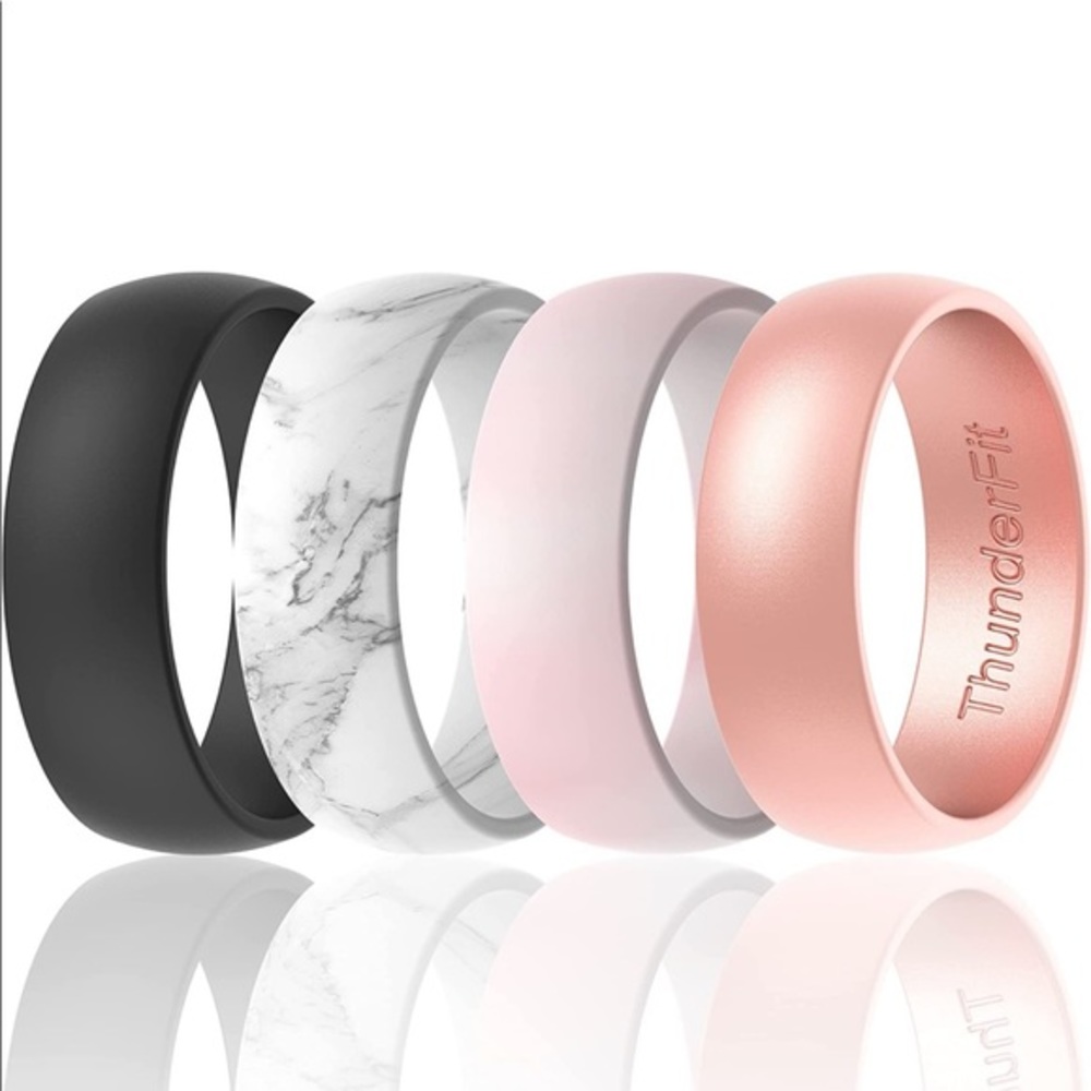 ThunderFit Unisex Silicone Wedding Rings - 4 Pack